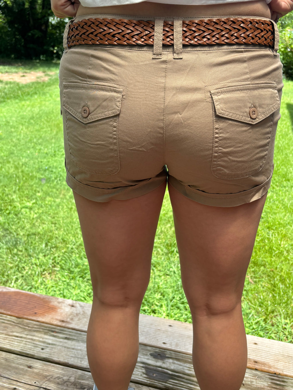 Brown shorts with belt