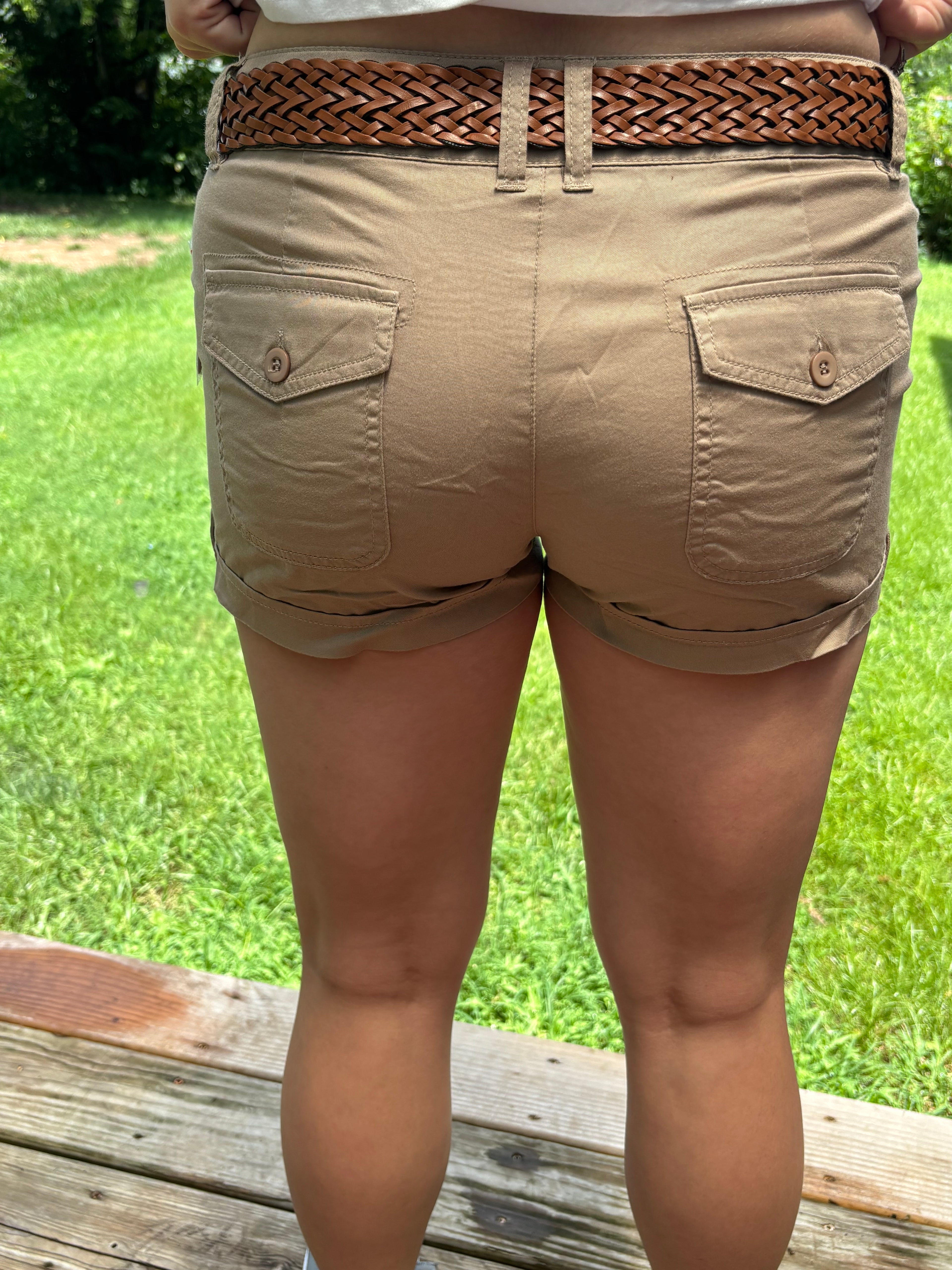 Brown shorts with belt