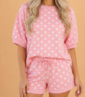 Pink Polka Dot Shorts Set